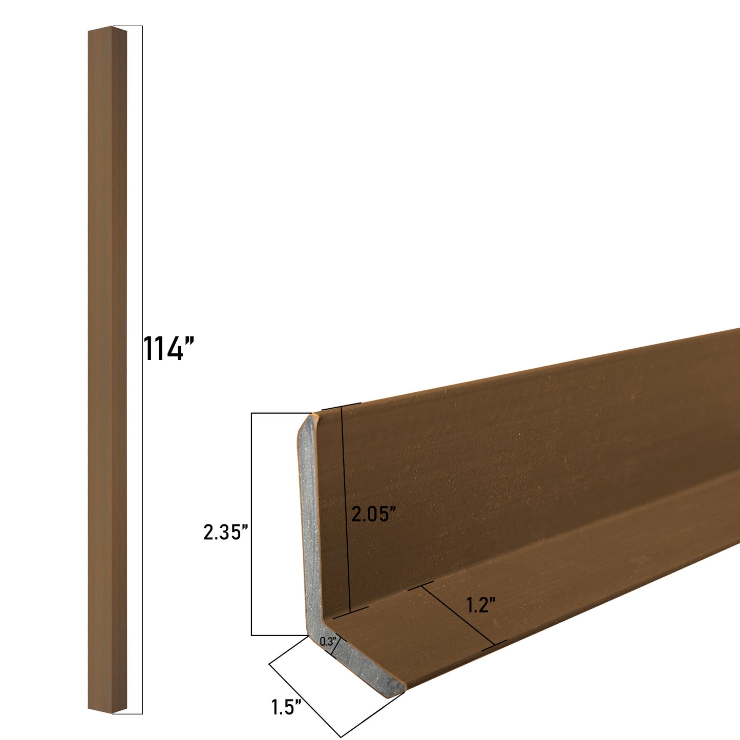 Corners for WPC Exterior Wall Panels - Walnut PUX-103 | 114’’H x 2.35’ x 1.5'