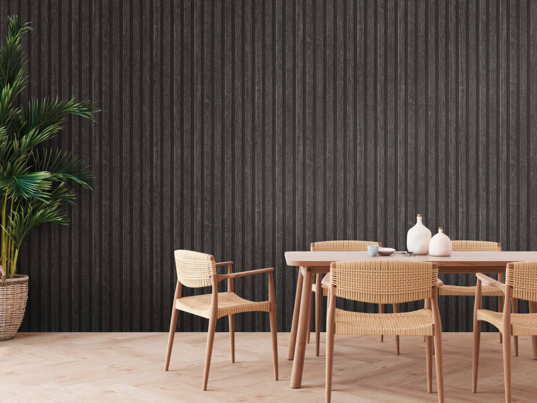 Wallpaper Panels - Wood, Black, Grey | 20.5'' (53cm) by 33ft (10.5m) | 56sqft