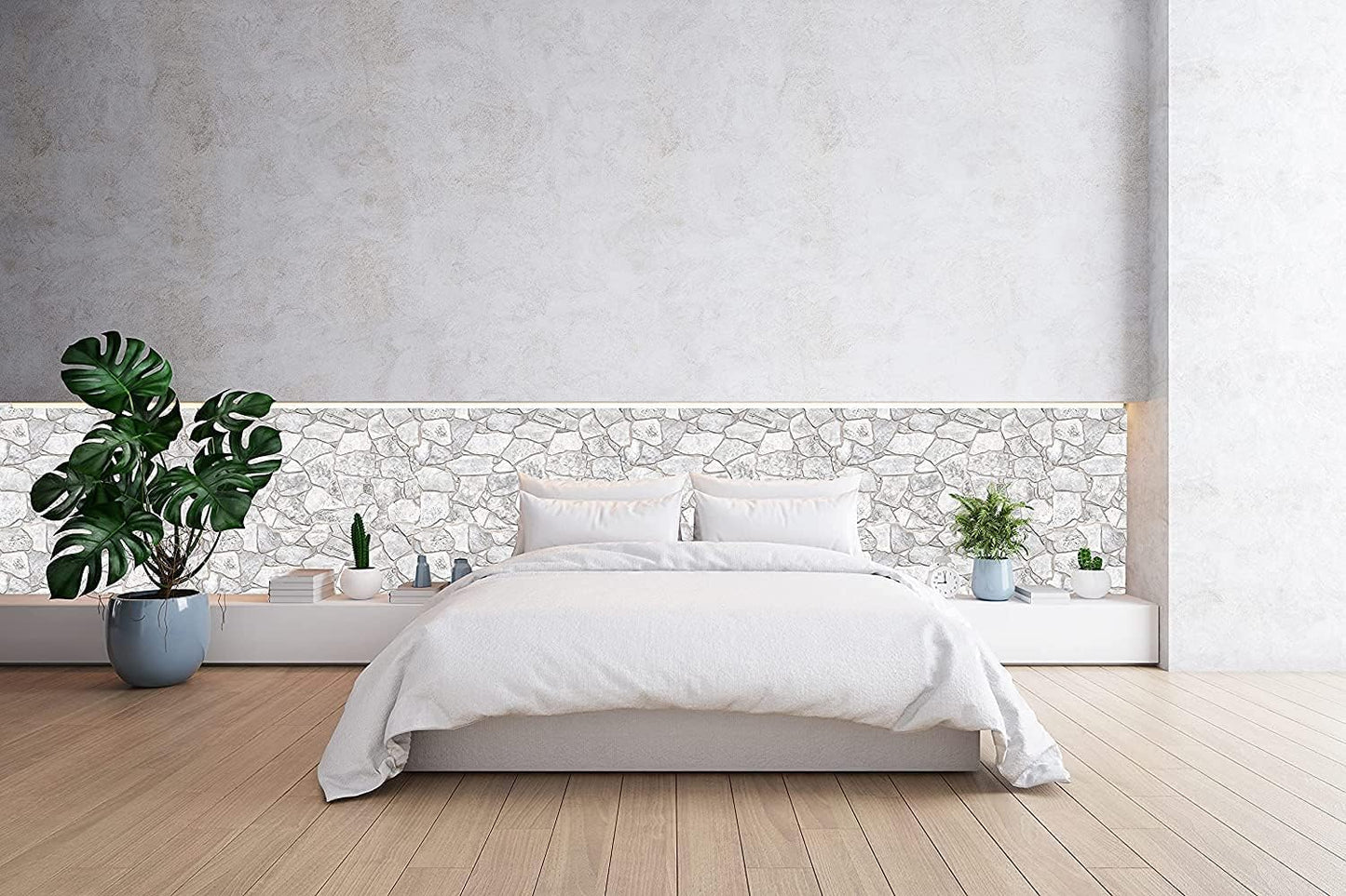CONCORD WALLCOVERINGS™ 244WG - Pack of 5 - Retro-Art 3D Wall Panels, Wild Stone in Grey, PVC, 38.7" x 25", Covers 33.59 sq.ft
