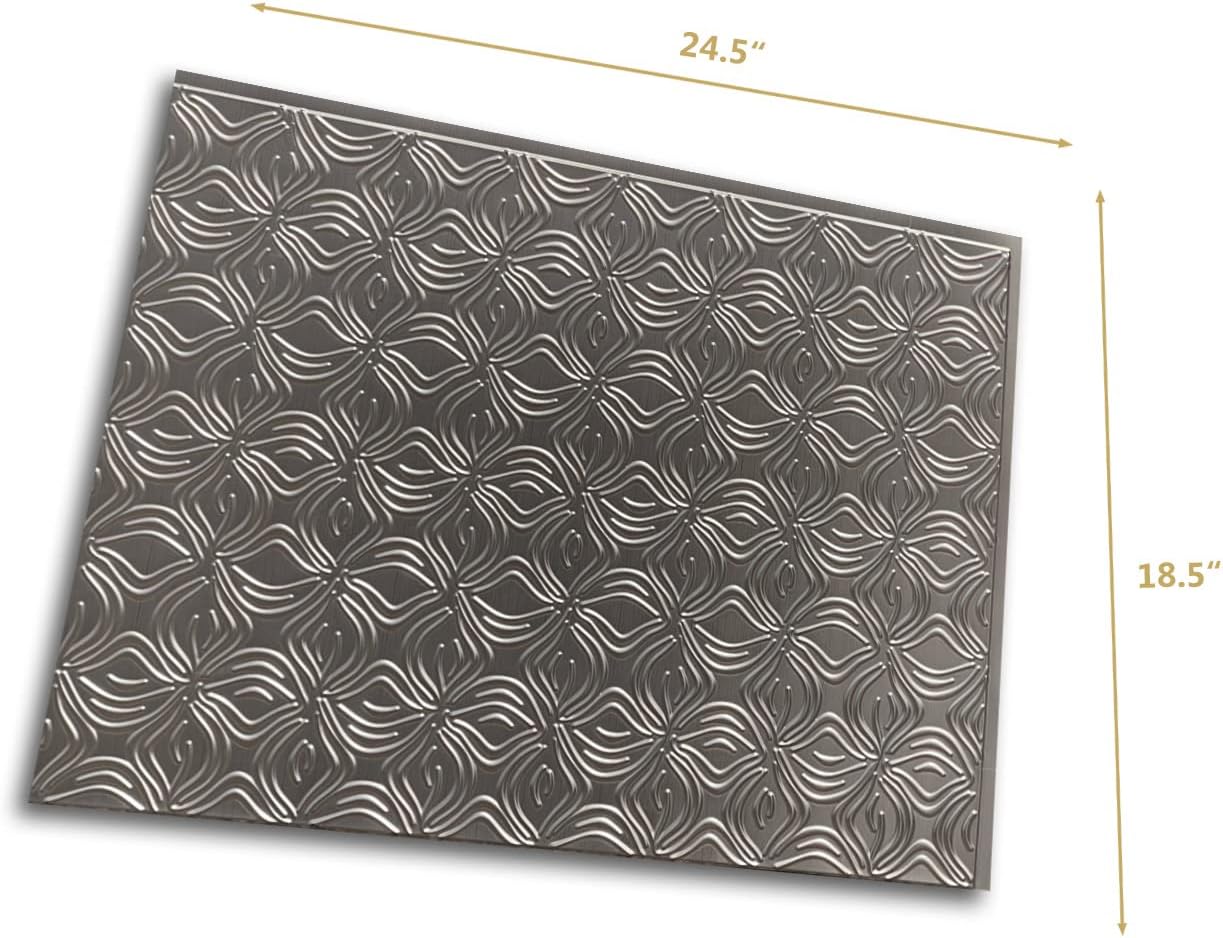 CONCORD WALLCOVERINGS™ - Pack of 10 - Retro-Art 3D Backsplash Wall Panels for Kitchen, Metallic Orchids Interlocked in Copper Silver, PVC, 24.5 x 18.5, Cover 31.48 sq.ft. 703537