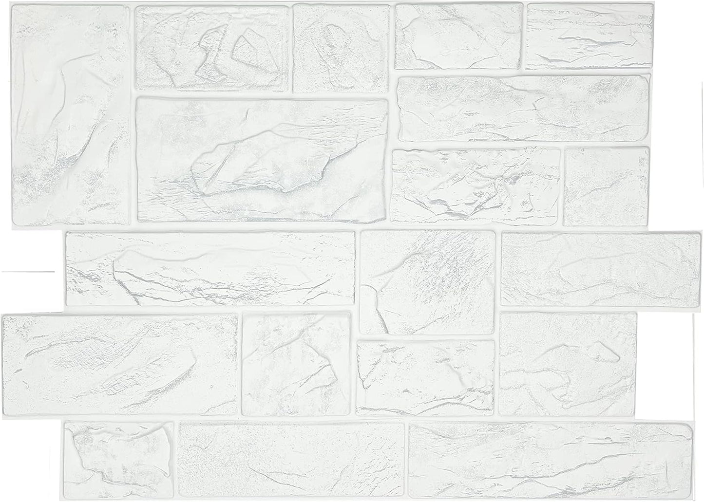 CONCORD WALLCOVERINGS™ 565CW - Pack of 10 - Retro-Art 3D Wall Panels, Natural Stone Blocks in White, PVC, 17.5" x 23.75", Cover 28.86 sq.ft.