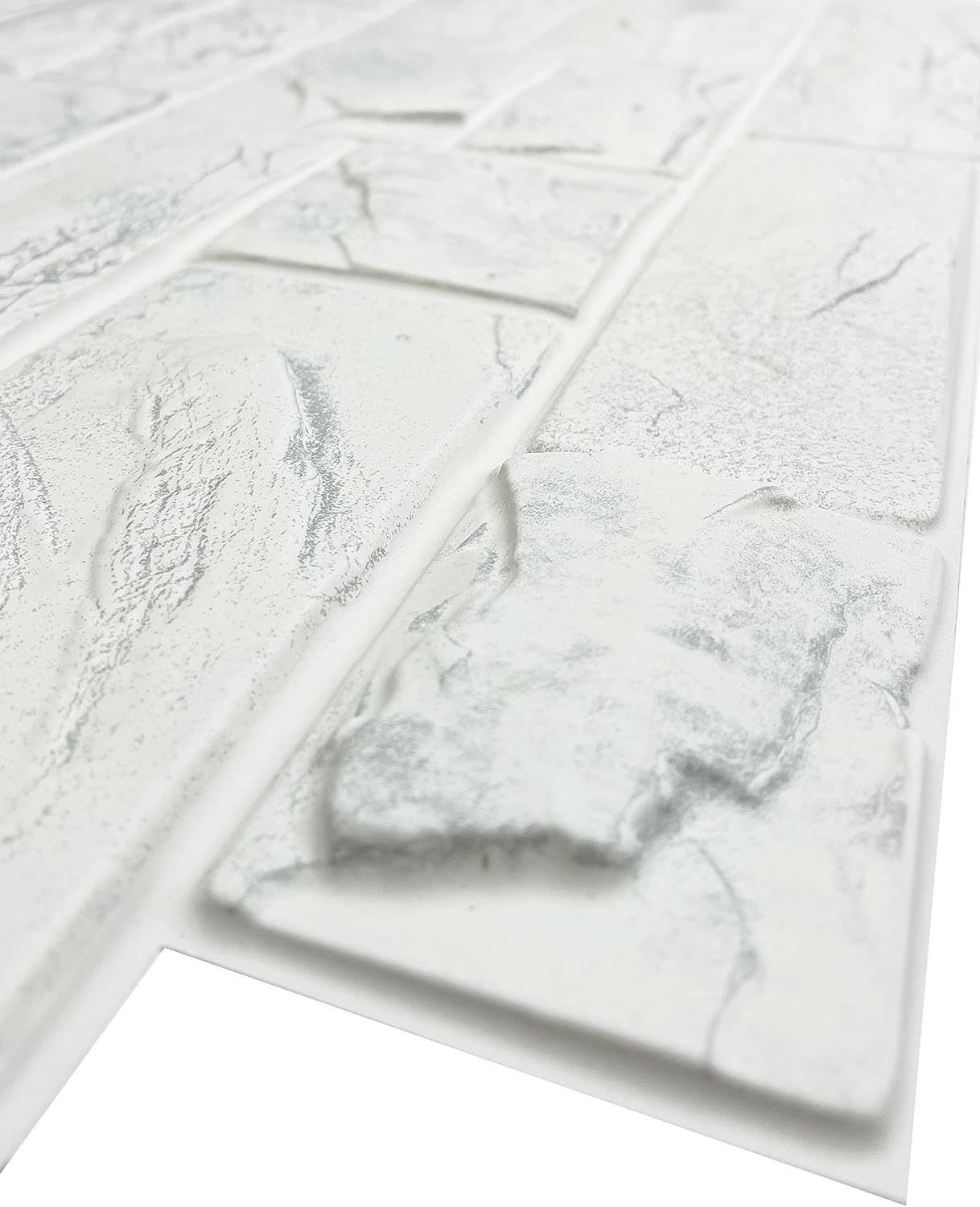 CONCORD WALLCOVERINGS™ 565CW - Pack of 10 - Retro-Art 3D Wall Panels, Natural Stone Blocks in White, PVC, 17.5" x 23.75", Cover 28.86 sq.ft.