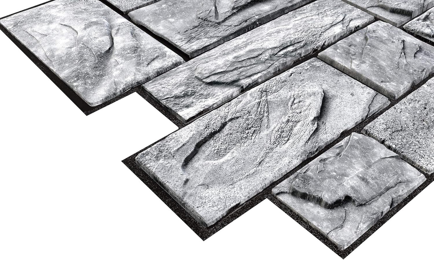 CONCORD WALLCOVERINGS™ 573SG - Pack of 10 - Retro-Art 3D Wall Panels, Natural Stone Blocks in Grey, PVC, 17.5" x 23.75", Cover 28.86 sq.ft.