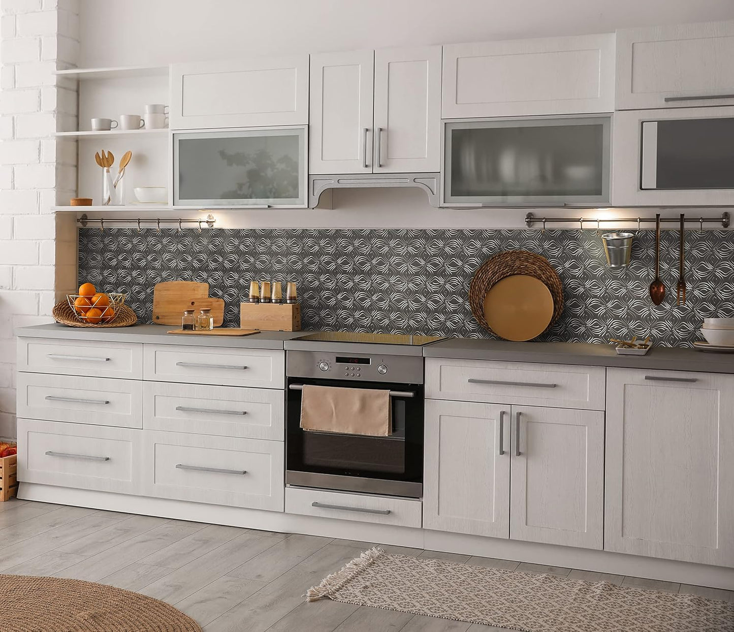 CONCORD WALLCOVERINGS™ - Pack of 10 - Retro-Art 3D Backsplash Wall Panels for Kitchen, Metallic Orchids Interlocked in Copper Silver, PVC, 24.5 x 18.5, Cover 31.48 sq.ft. 703537