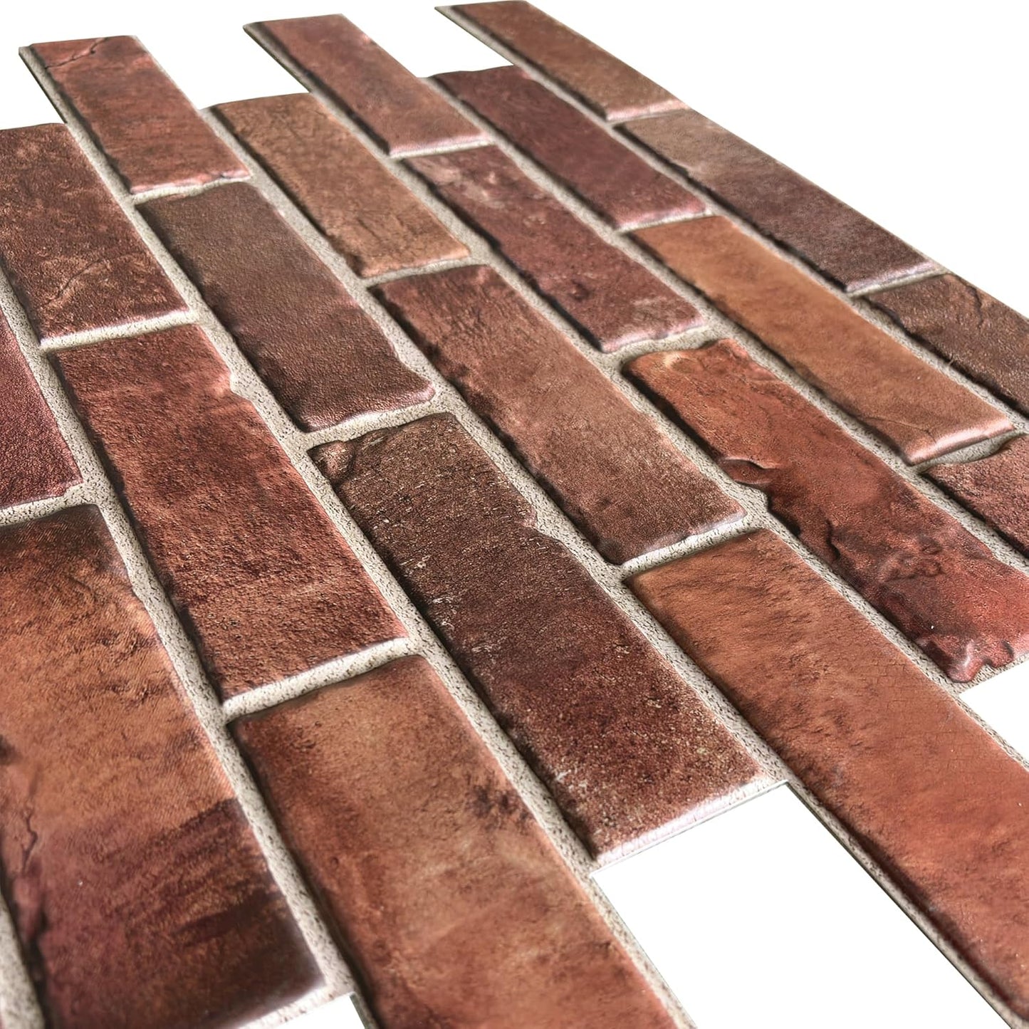 CONCORD WALLCOVERINGS ™ 3D Red Faux Brick Wall Panels - Lightweight 17.5" x 24" (44.5 cm x 61 cm) PVC Sheets, Decorative Stone Tiles for Living Room, Kitchen - Covers 58.33 Sq Ft