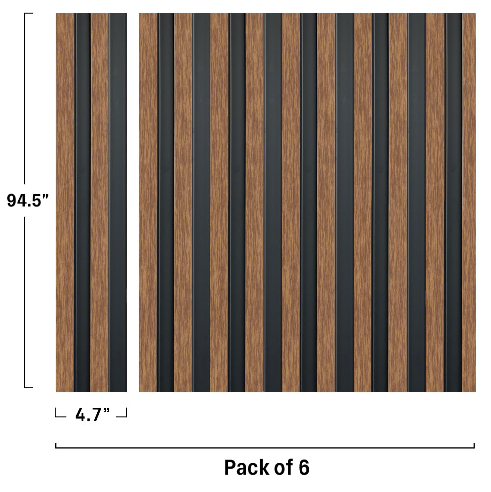 ADA Collection | Faux Wood Panels | Waterproof Slat Panel | 94.5” x 4.8” | 3.15 sqft. PU100-103