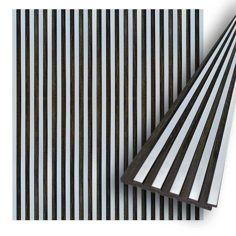 ADA Collection | Silver Black Wall Panels | 100% Waterproof Slat Panel | 94.5” x 4.7” | 3.15 sqft. PU600-201