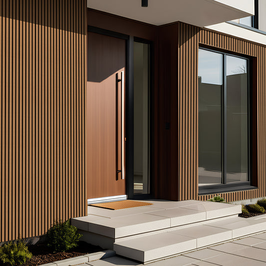WPC Exterior Wall Panels | UV & Weather Resistant Cladding Panels | Modern Facade Paneling for Homes & Buildings -Teak | 114’’H x 7.8’’Width 0.63''Depth - PICK UP ONLY (4309 Steeles Ave West)