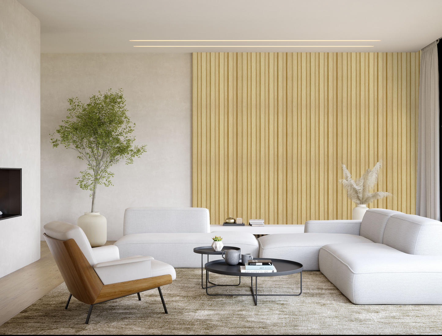 OTTO Collection | Faux Wood Panels | Waterproof Slat Panel | 94.5” x 4.8” | 3.15 sqft.