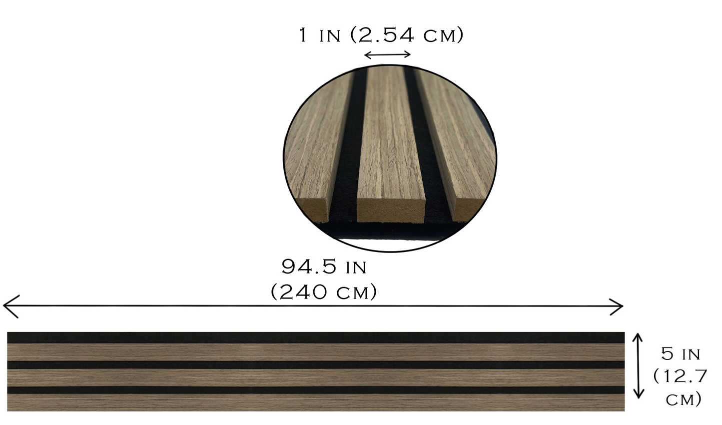 Acoustica Wood Slat Wall Panels | 94.5” x 5” | 3.28 sqft. | Wall Soundproof Panels