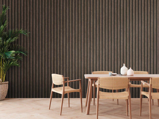 Wallpaper Panels - Wood, Black, Brown | 20.5'' (53cm) by 33ft (10.5m) | 56sqft