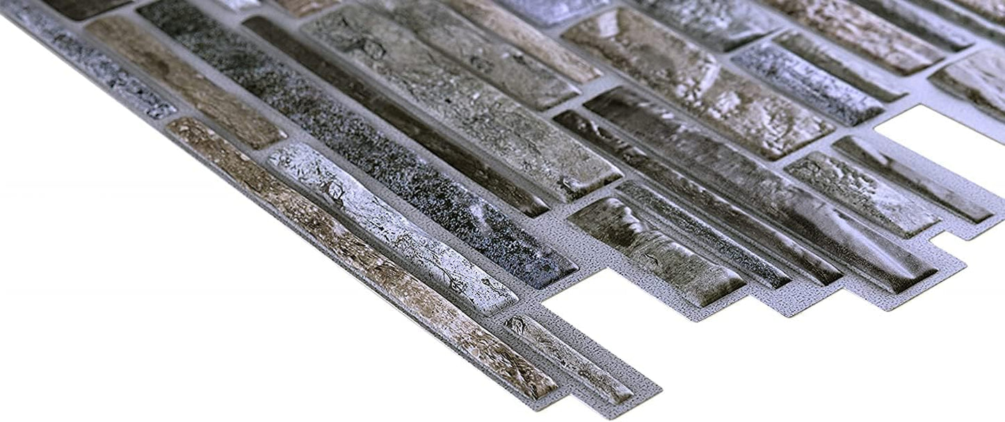 CONCORD WALLCOVERINGS™ 001GF - Pack of 5 - Retro-Art 3D Wall Panels, Stone Pebble in Brown Grey, PVC, 38.6" x 19.3", Covers 25.87 sq.ft