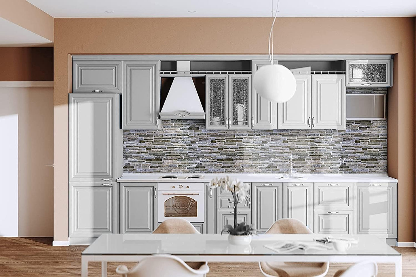 CONCORD WALLCOVERINGS™ 001GF - Pack of 5 - Retro-Art 3D Wall Panels, Stone Pebble in Brown Grey, PVC, 38.6" x 19.3", Covers 25.87 sq.ft