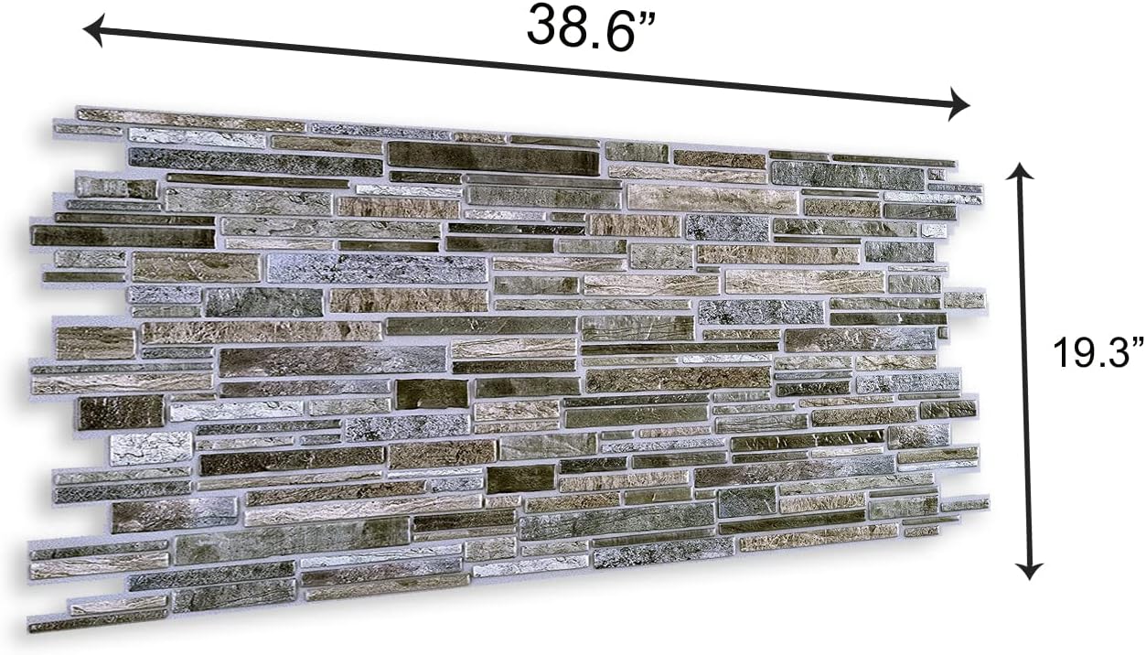 CONCORD WALLCOVERINGS™ 001GF - Pack of 5 - Retro-Art 3D Wall Panels, Stone Pebble in Brown Grey, PVC, 38.6" x 19.3", Covers 25.87 sq.ft