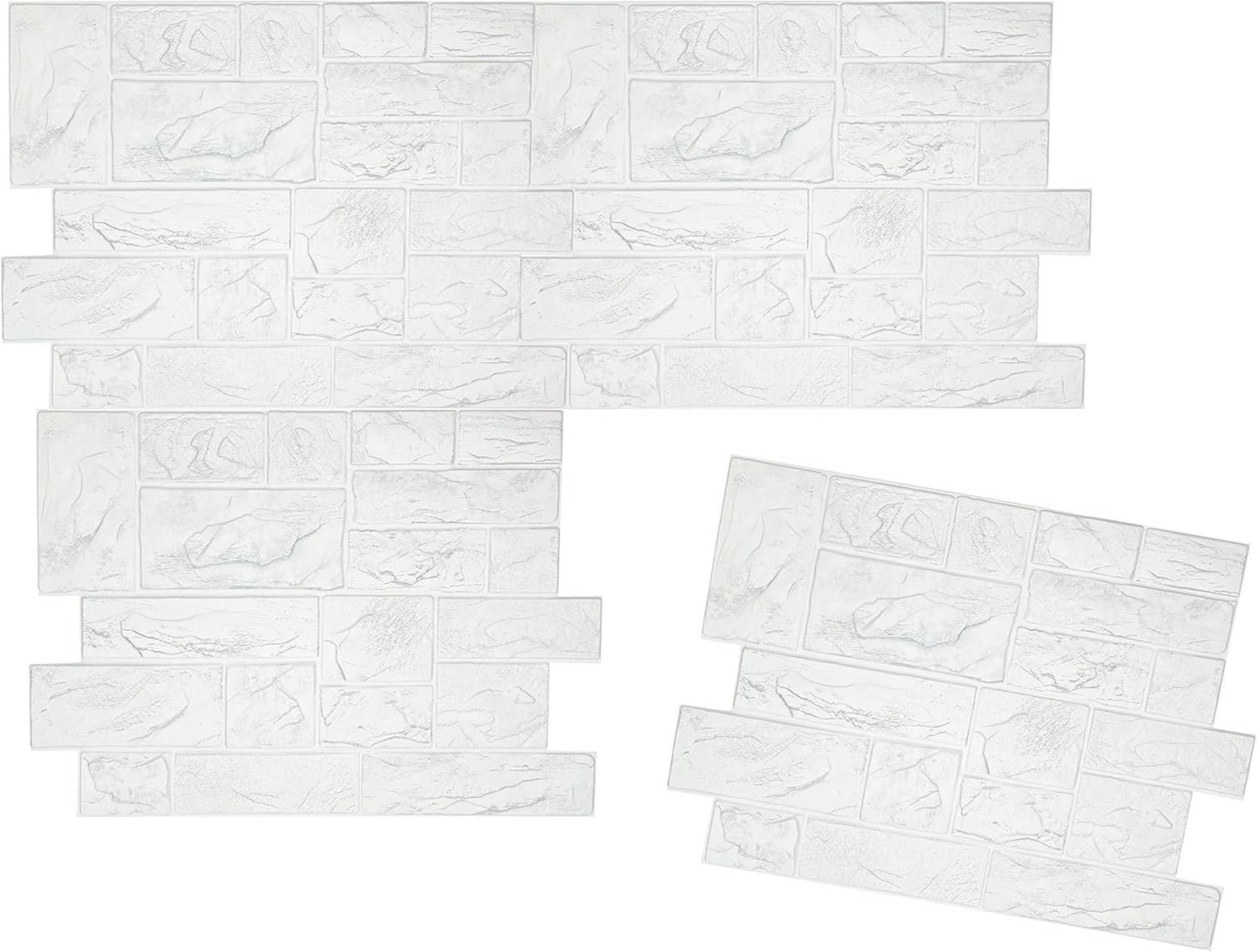 CONCORD WALLCOVERINGS™ 565CW - Pack of 10 - Retro-Art 3D Wall Panels, Natural Stone Blocks in White, PVC, 17.5" x 23.75", Cover 28.86 sq.ft.