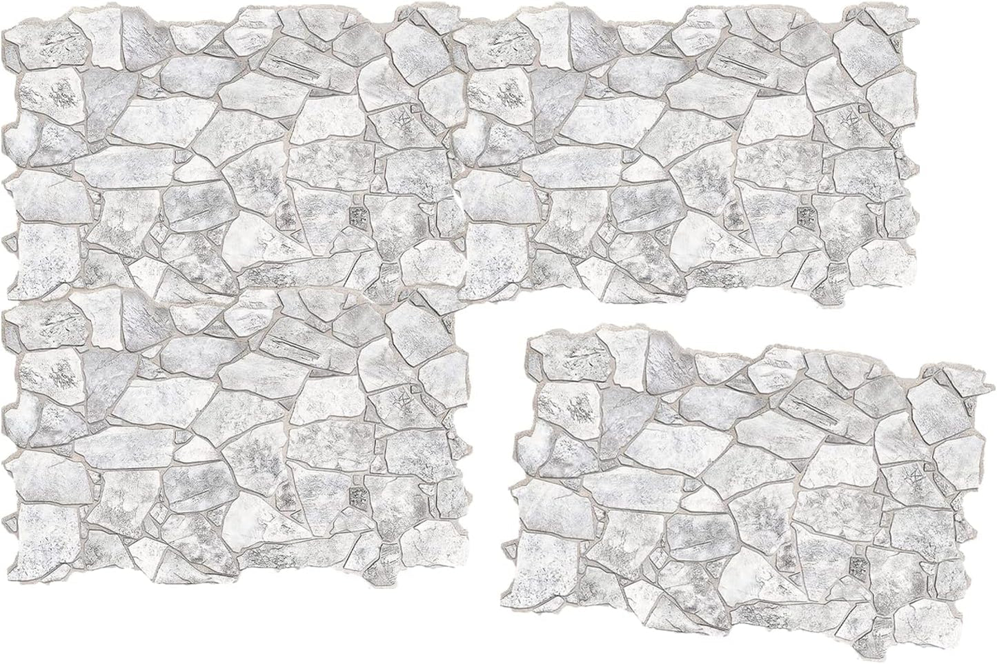 CONCORD WALLCOVERINGS™ 244WG - Pack of 5 - Retro-Art 3D Wall Panels, Wild Stone in Grey, PVC, 38.7" x 25", Covers 33.59 sq.ft