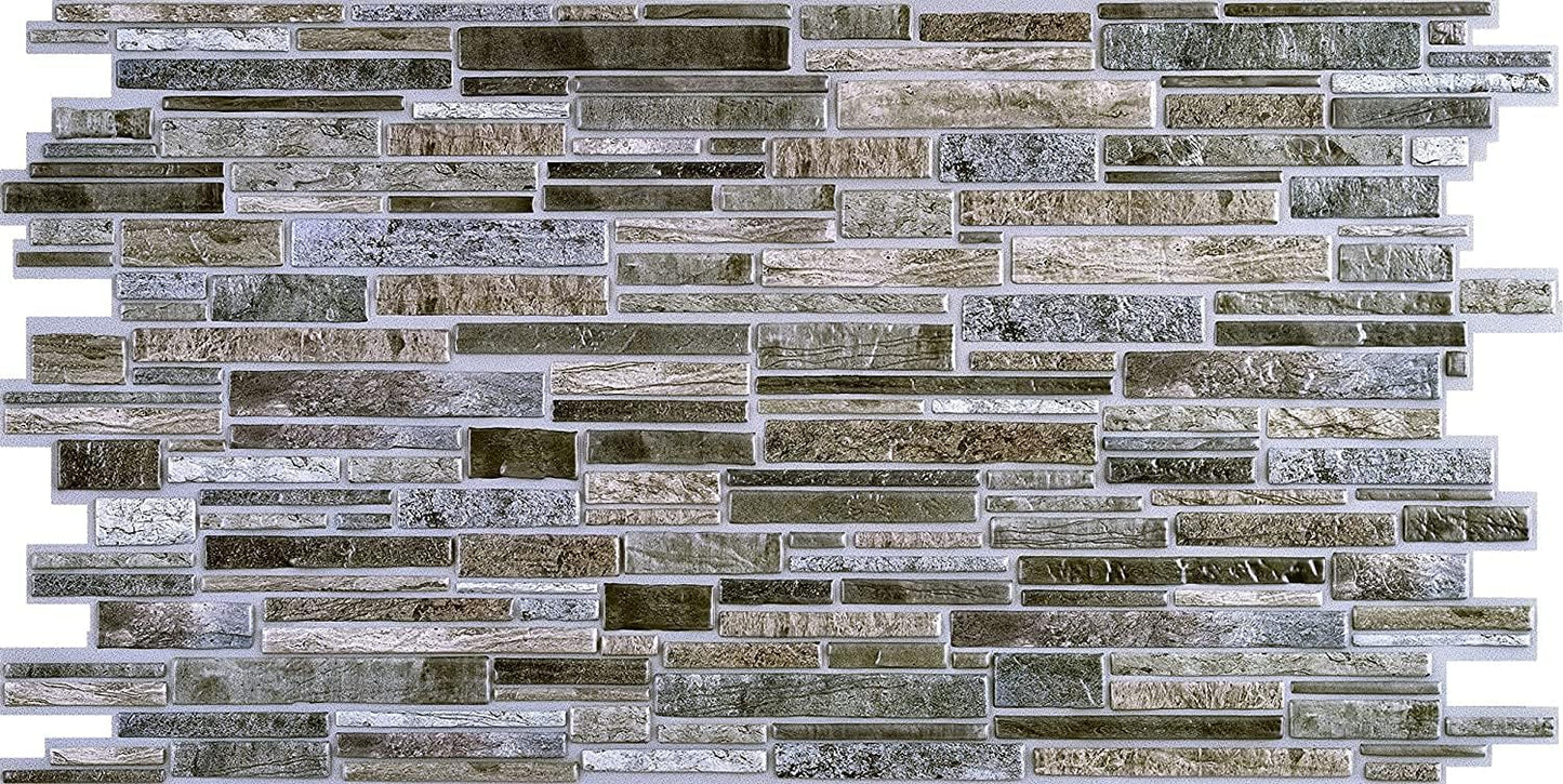 CONCORD WALLCOVERINGS™ 001GF - Pack of 5 - Retro-Art 3D Wall Panels, Stone Pebble in Brown Grey, PVC, 38.6" x 19.3", Covers 25.87 sq.ft