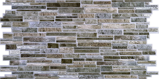 CONCORD WALLCOVERINGS™ 001GF - Pack of 5 - Retro-Art 3D Wall Panels, Stone Pebble in Brown Grey, PVC, 38.6" x 19.3", Covers 25.87 sq.ft
