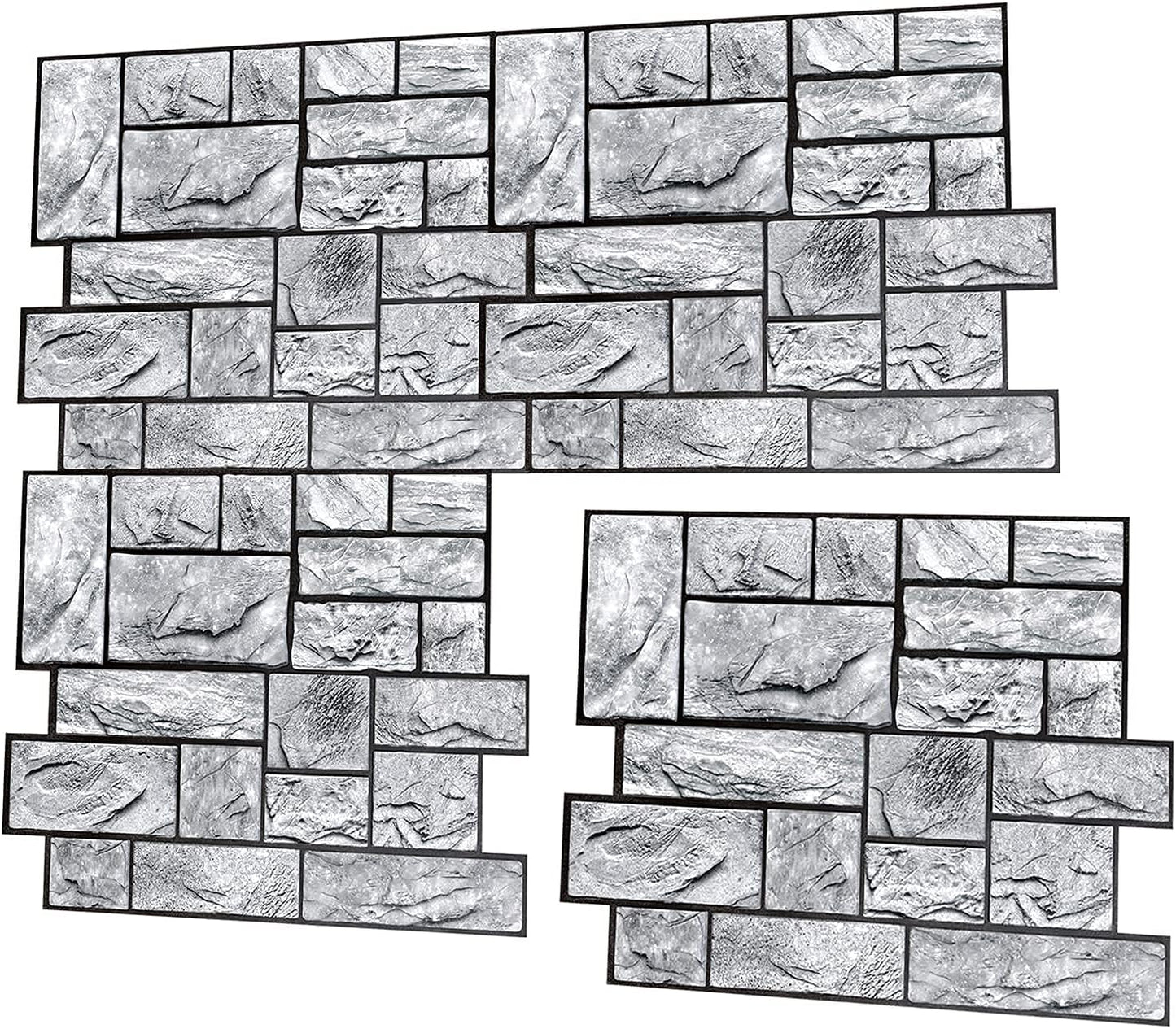CONCORD WALLCOVERINGS™ 573SG - Pack of 10 - Retro-Art 3D Wall Panels, Natural Stone Blocks in Grey, PVC, 17.5" x 23.75", Cover 28.86 sq.ft.