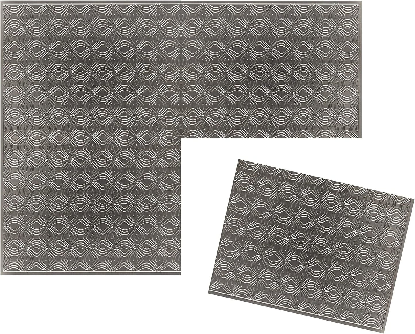 CONCORD WALLCOVERINGS™ - Pack of 10 - Retro-Art 3D Backsplash Wall Panels for Kitchen, Metallic Orchids Interlocked in Copper Silver, PVC, 24.5 x 18.5, Cover 31.48 sq.ft. 703537