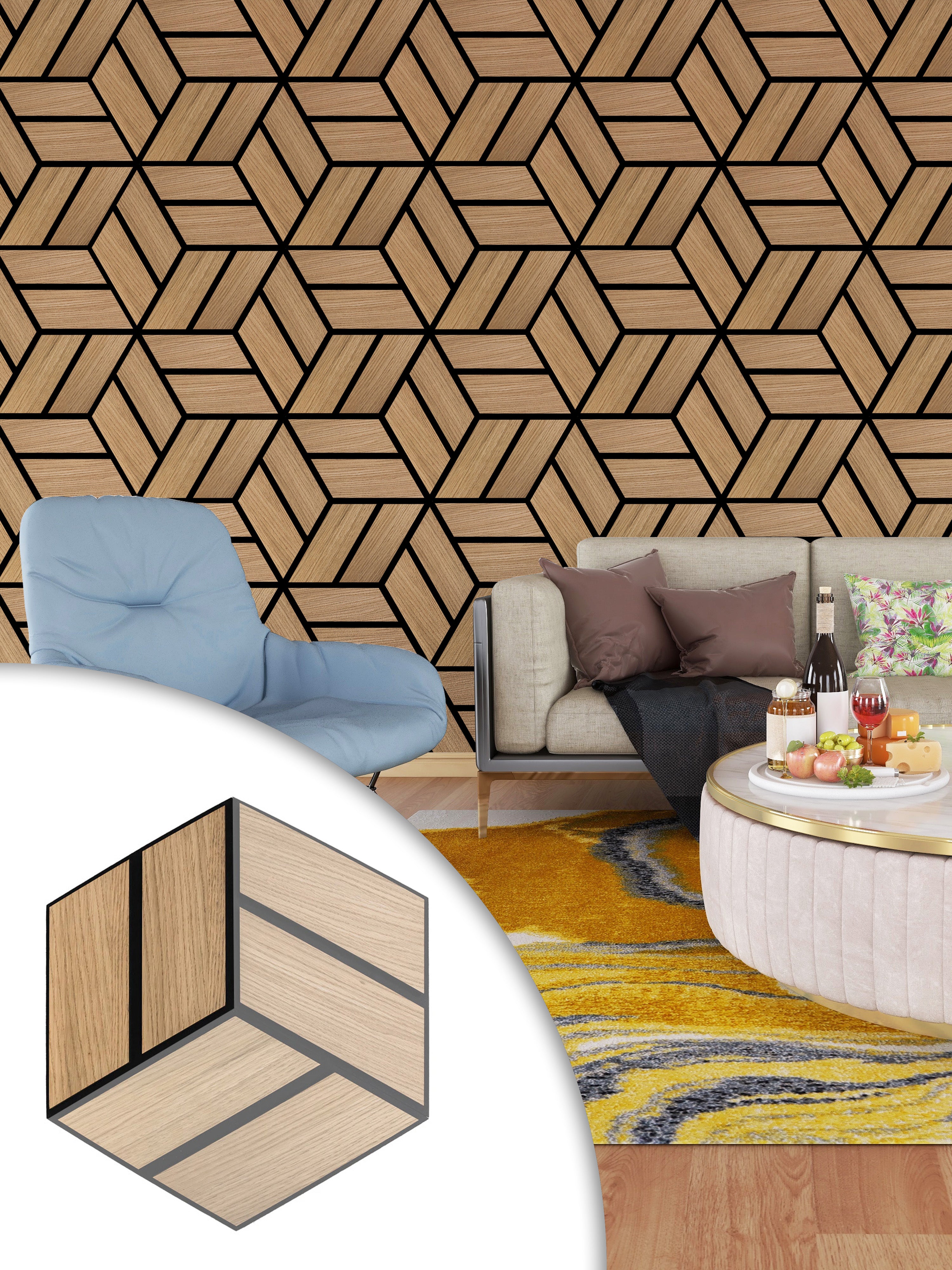 Diamond Wood Veneer Slat Wall Panels | Acoustica Collection | 11