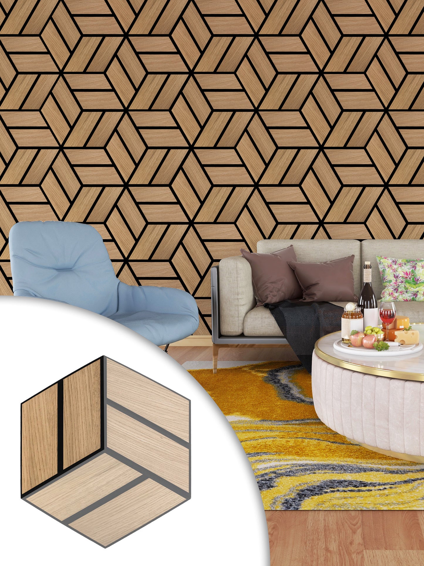 Diamond Wood Veneer Slat Wall Panels | Acoustica Collection | 11" X 9.5" | 0.73 sqft. | Wall sound-damping Panels. PICK UP ONLY (4309 Steeles Ave West)