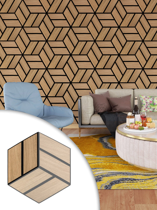 Diamond Wood Veneer Slat Wall Panels | Acoustica Collection | 11" X 9.5" | 0.73 sqft. | Wall sound-damping Panels. PICK UP ONLY (4309 Steeles Ave West)