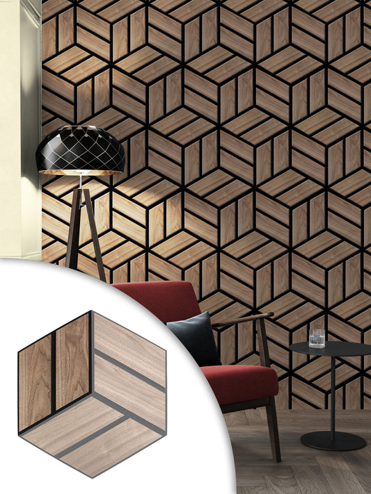 Diamond Wood Veneer Slat Wall Panels | Acoustica Collection  | 11" X 9.5" | 0.73 sqft. | Wall sound-damping Panels. PICK UP ONLY (4309 Steeles Ave West)