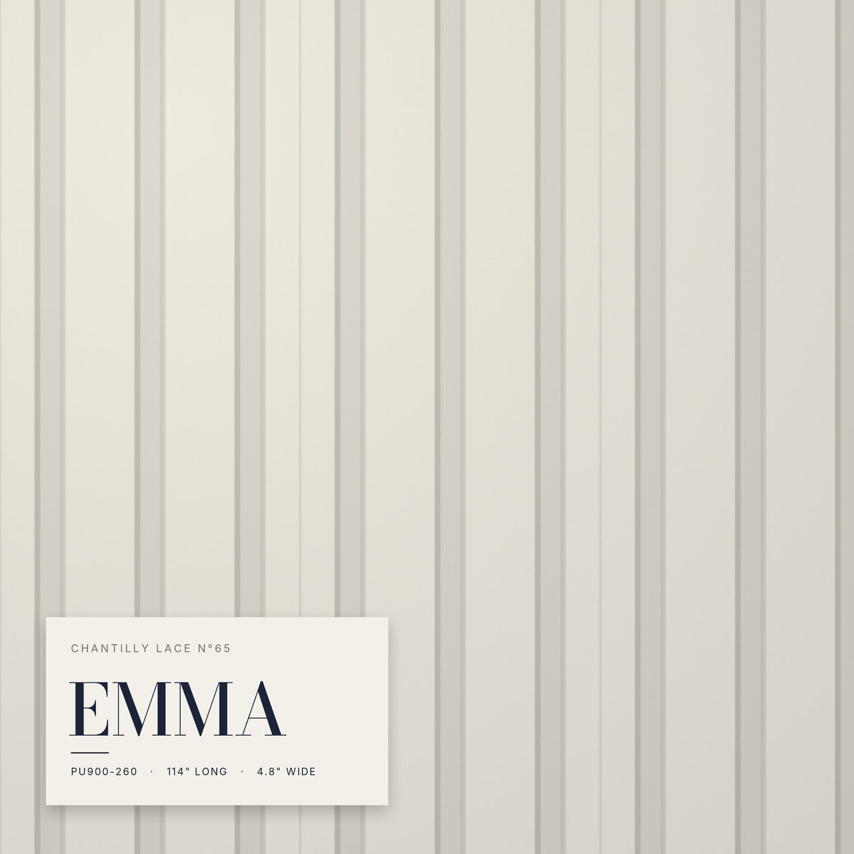 Chantilly Lace N65 Panels | Factory-Finished White Waterproof Slat Panel EMMA PU900-260 | 114” x 4.8” | 3.8 sqft. - PICK UP ONLY (4309 Steeles Ave West)