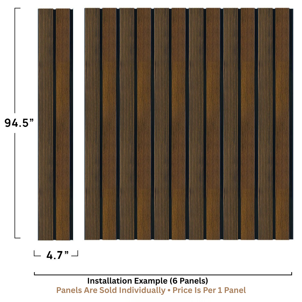 ADA Collection | Faux Wood Panels | Waterproof Slat Panel | 94.5” x 4.8” | 3.15 sqft. PU401