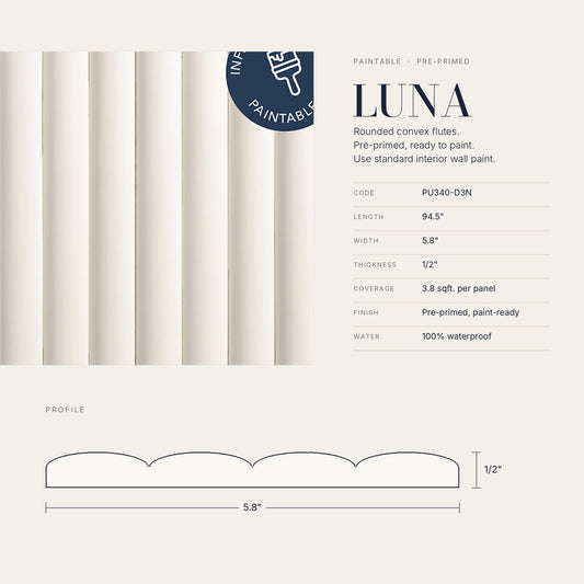 Paintable Slat Panels | Pre-Primed Waterproof Slat Panel LUNA PU340-D3N | 94.5” x 5.8” | 3.8 sqft. - PICK UP ONLY (4309 Steeles Ave West)