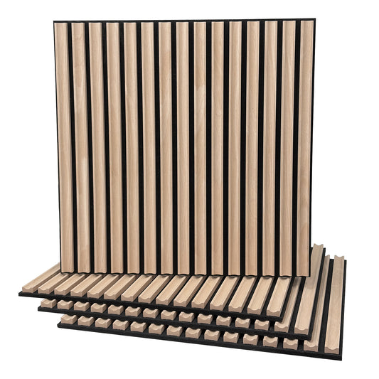 CONCORD WALLCOVERINGS 3D Fluted Acoustic Wall Panels – Interior Wooden Sound-Absorbing Veneers for Noise Reduction & Soundproofing - 23.5" x 23.5" (Pack of 4, Covers 15.2 Sq Ft) - Pine