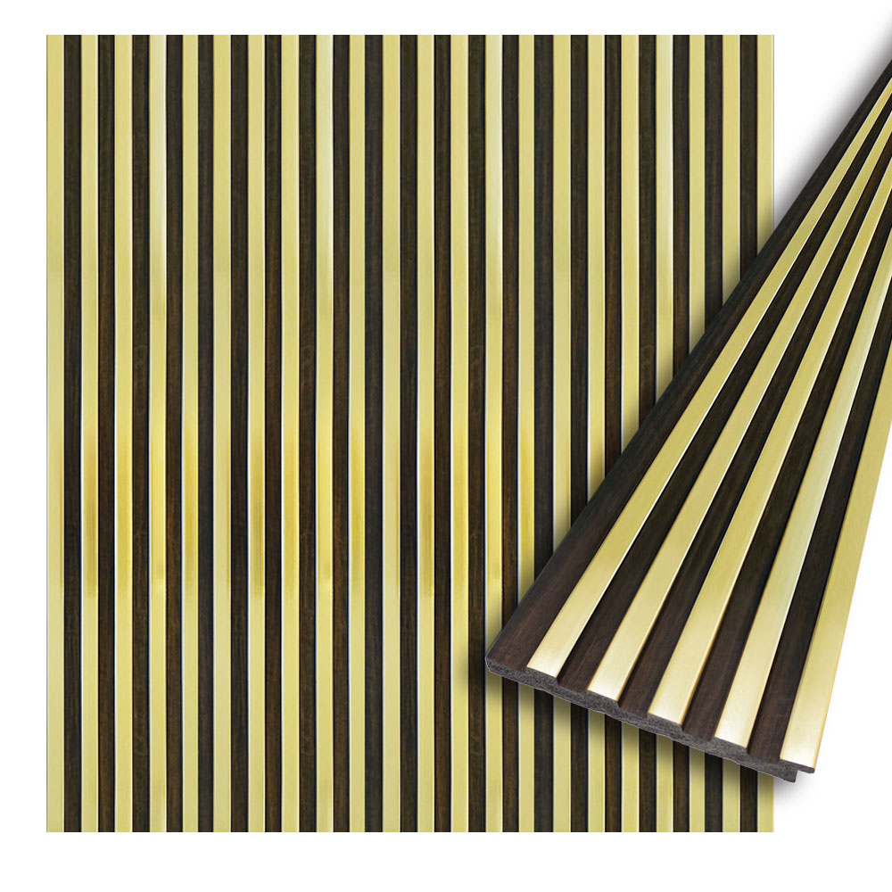 ADA Collection | Gold Black Wall Panels | 100% Waterproof Slat Panel | 94.5” x 4.7” | 3.15 sqft. PU600-202