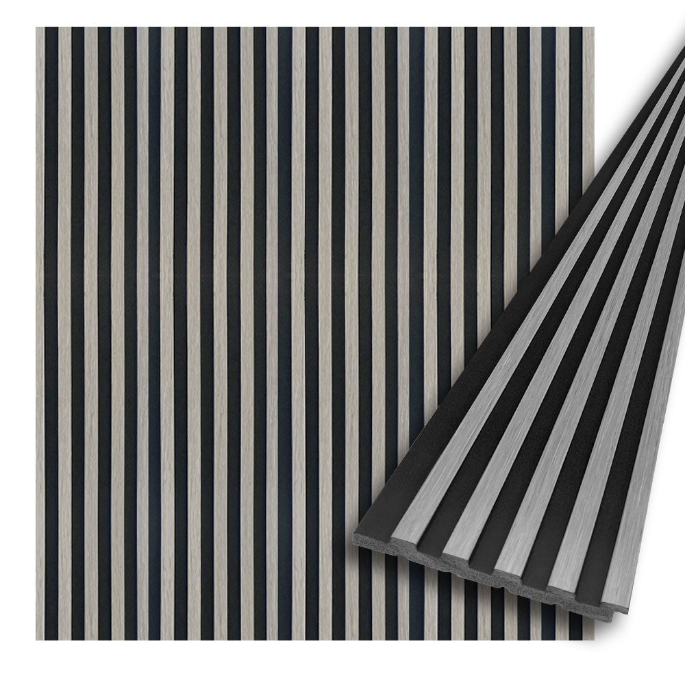 ADA Collection | Black Gray Wall Panels | 100% Waterproof Slat Panel | 94.5” x 4.7” | 3.15 sqft. PU600-203