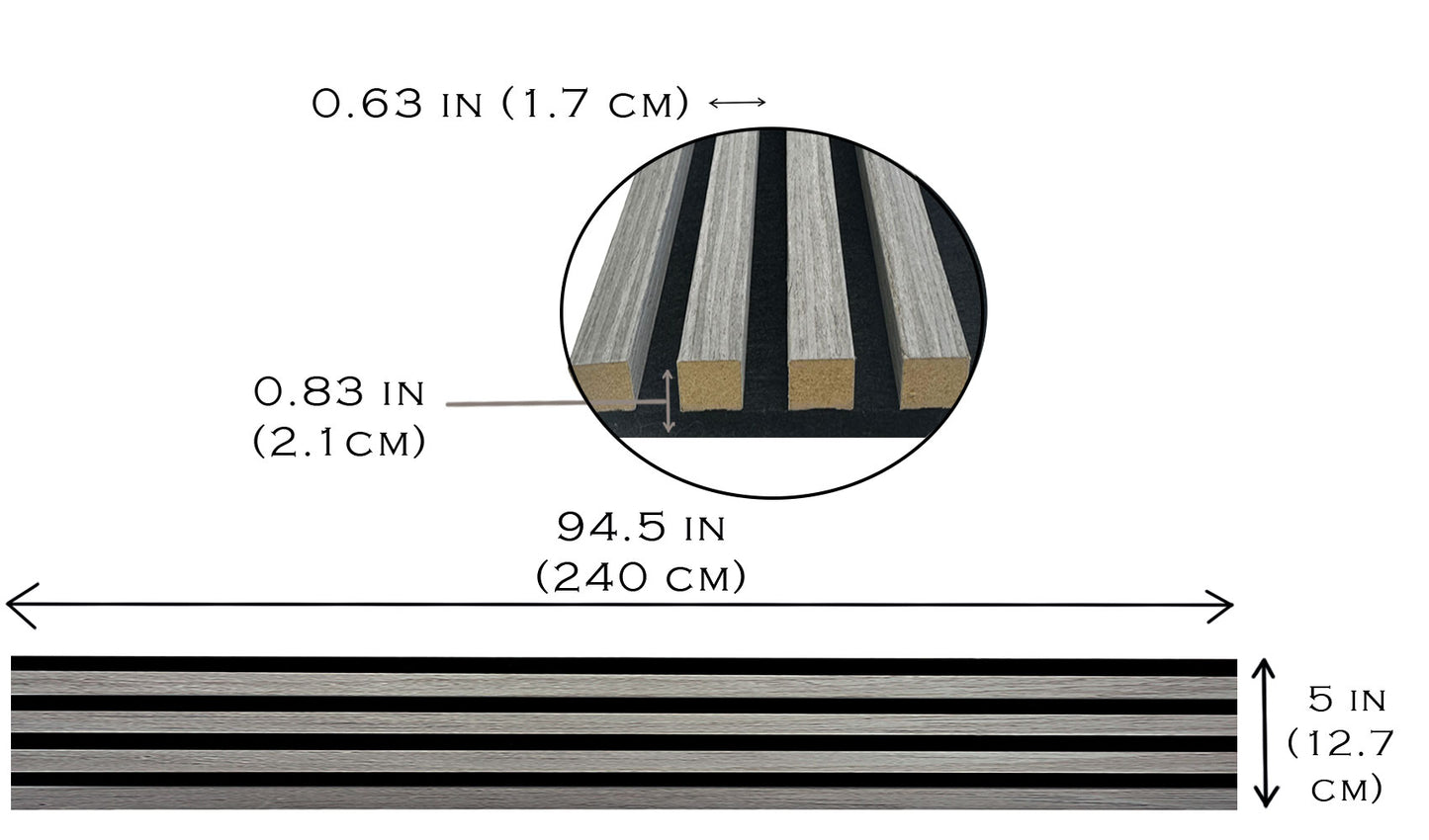 Acoustica Slim Wood Slat Wall Panels | 94.5” x 5” | 3.28 sqft. | Wall Soundproof Panels