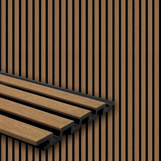 WPC Exterior Wall Panels | UV & Weather Resistant Cladding Panels | Modern Facade Paneling for Homes & Buildings -Teak | 114’’H x 7.8’’Width 0.63''Depth - PICK UP ONLY (4309 Steeles Ave West)