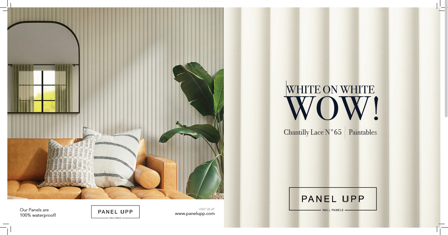 Chantilly Lace N65 Panels | Waterproof Slat Panel EMMA PU900-260 | 114" l x 4.8" w | 3.8 sqft.