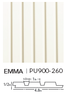 Chantilly Lace N65 Panels | Waterproof Slat Panel EMMA PU900-260 | 114" l x 4.8" w | 3.8 sqft.
