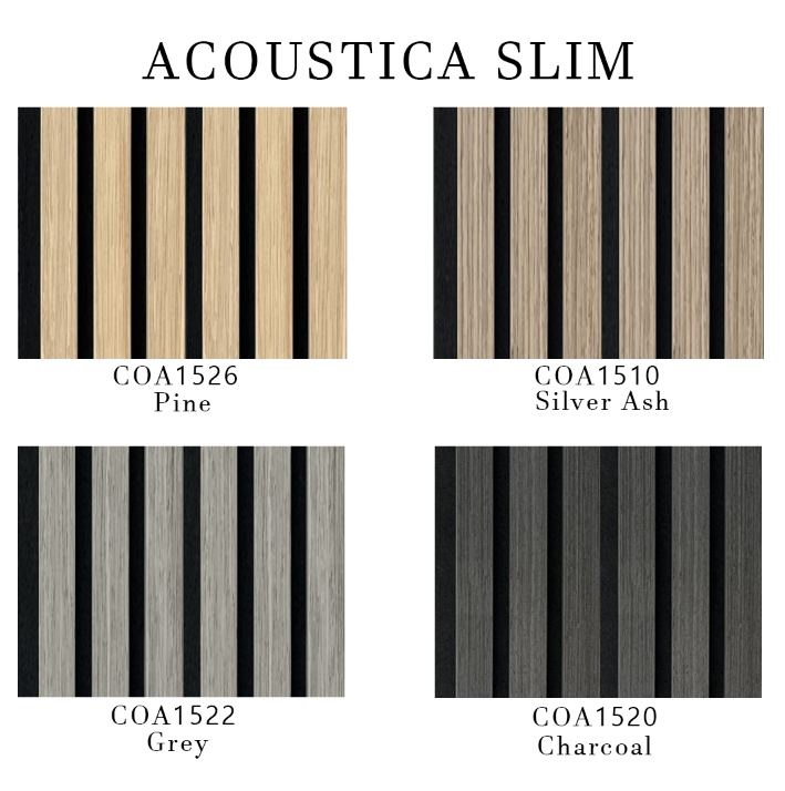 Acoustica Slim Wood Veneer Slat Wall Panels | 94.5” x 5” | 3.28 sqft. | Wall Soundproof Panels