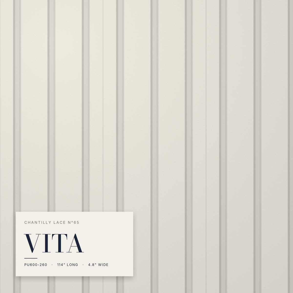 Chantilly Lace N65 Panels | Factory-Finished White Waterproof Slat Panel VITA PU600-260 | 114” x 4.8” | 3.8 sqft. - PICK UP ONLY (4309 Steeles Ave West)