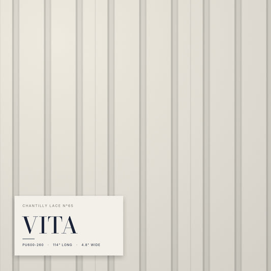 Chantilly Lace N65 Panels | Factory-Finished White Waterproof Slat Panel VITA PU600-260 | 114” x 4.8” | 3.8 sqft. - PICK UP ONLY (4309 Steeles Ave West)