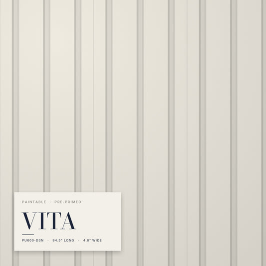 Paintable Slat Panels | Pre-Primed Waterproof Slat Panel VITA PU600-D3N | 94.5” x 4.8” | 3.15 sqft. - PICK UP ONLY (4309 Steeles Ave West)