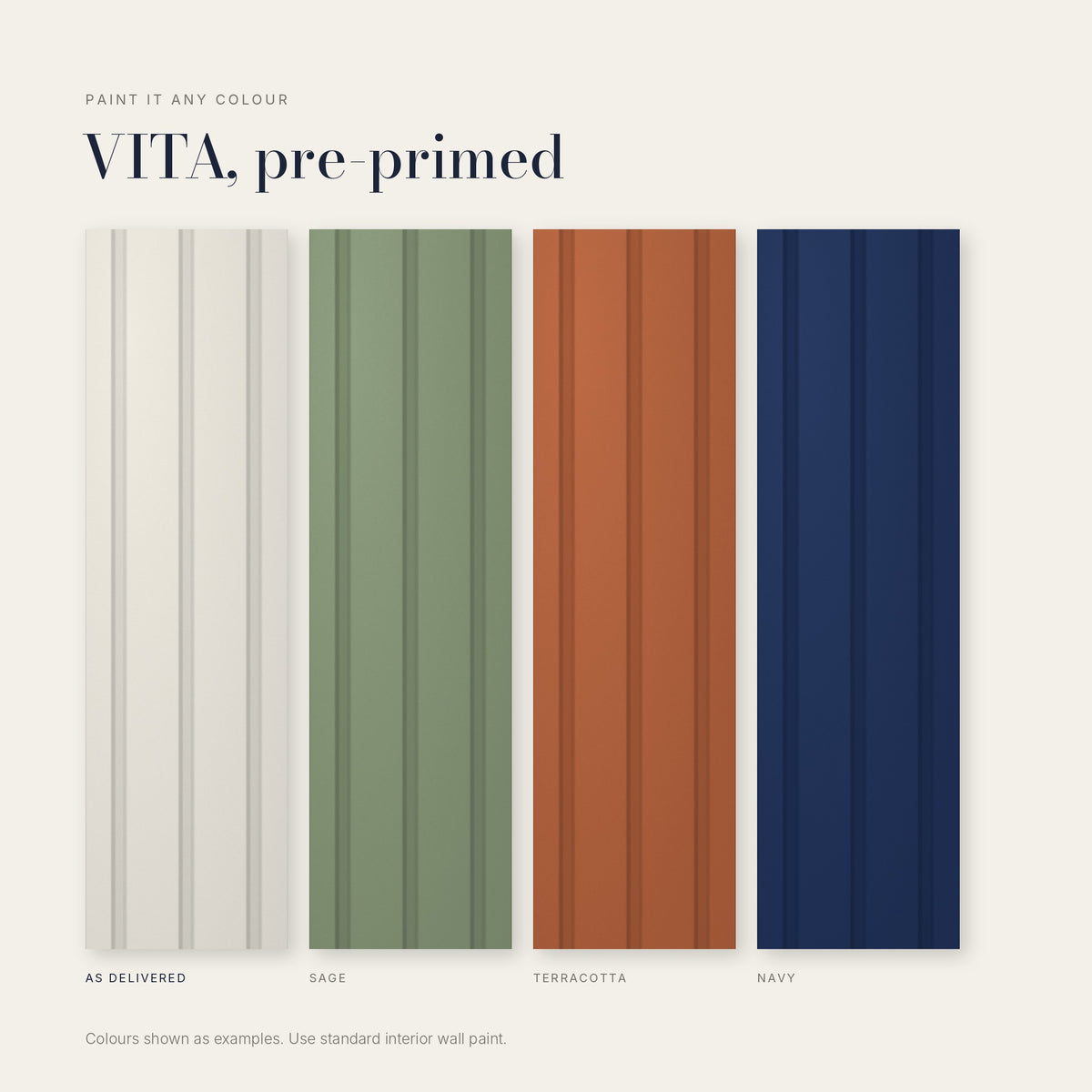 Paintable Slat Panels | Pre-Primed Waterproof Slat Panel VITA PU600-D3N | 94.5” x 4.8” | 3.15 sqft. - PICK UP ONLY (4309 Steeles Ave West)