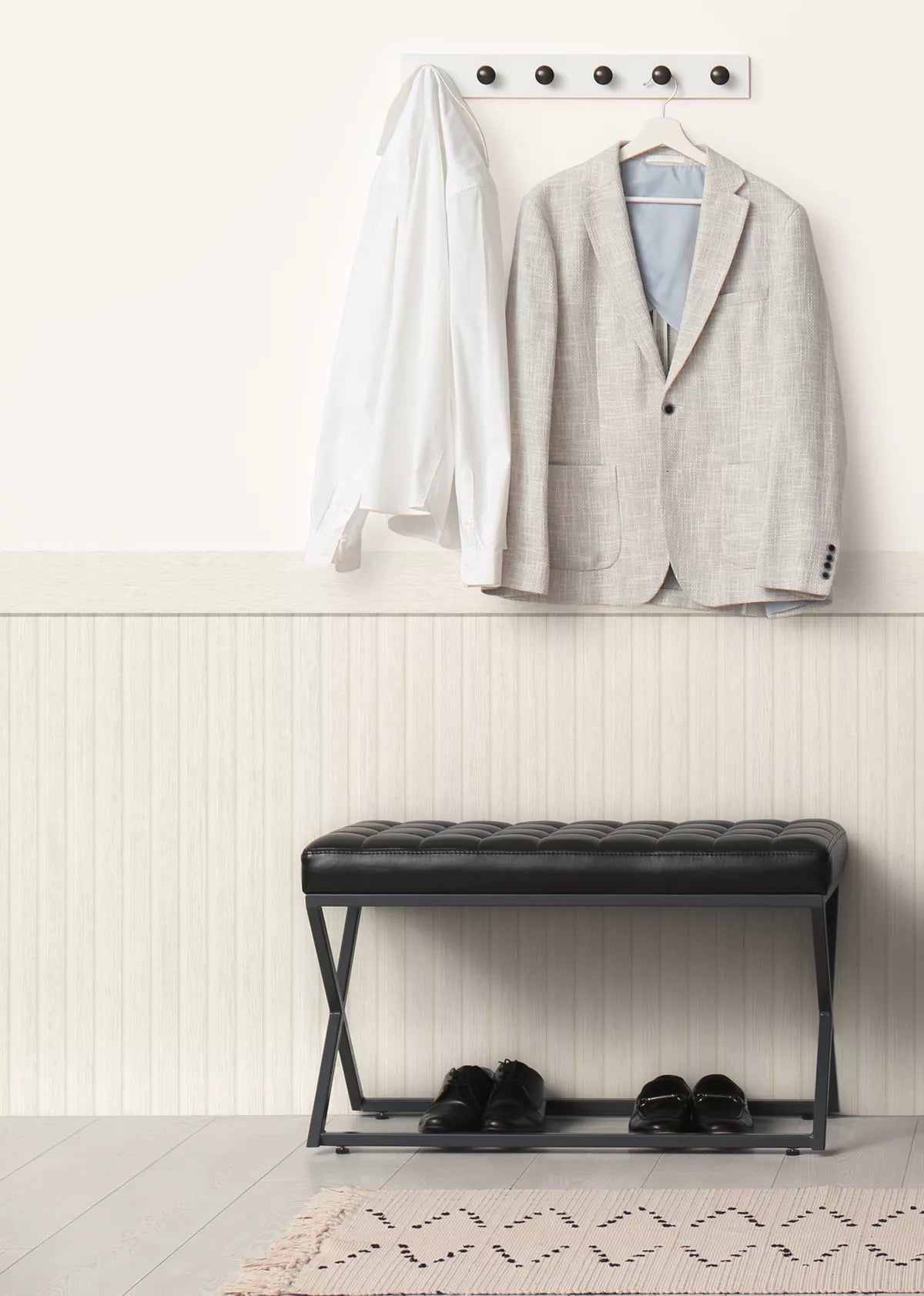 Wainscoting - Wood Batten White Grey | 5 m (15 feet) by 1.06 m (42 inches)
