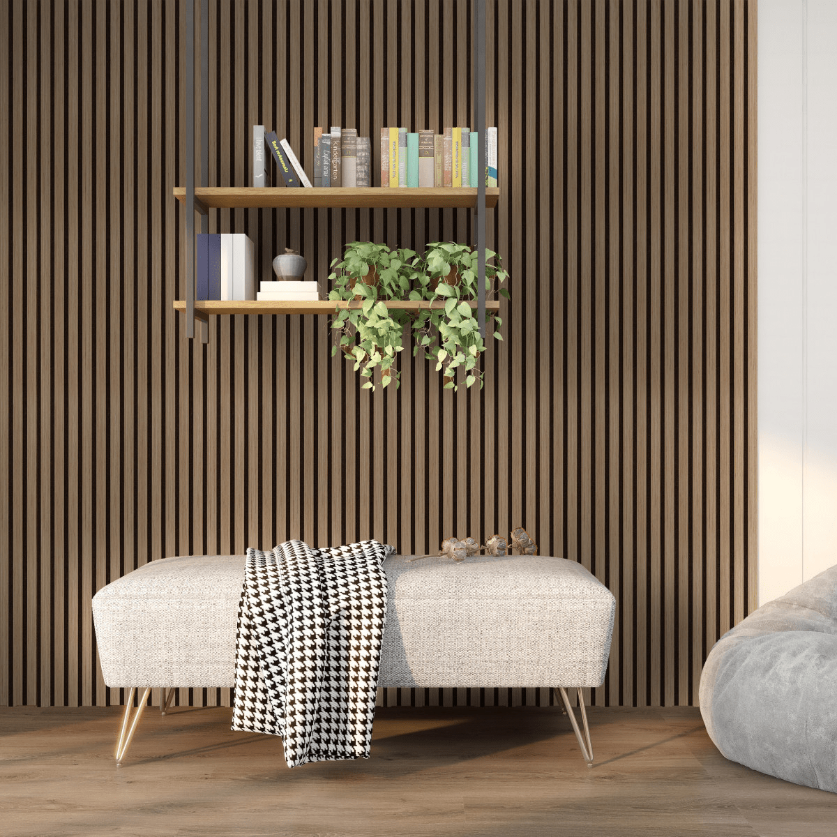 Acoustica Wood Slat Wall Panels | 94.5” x 5” | 3.28 sqft. | Wall Soundproof Panels