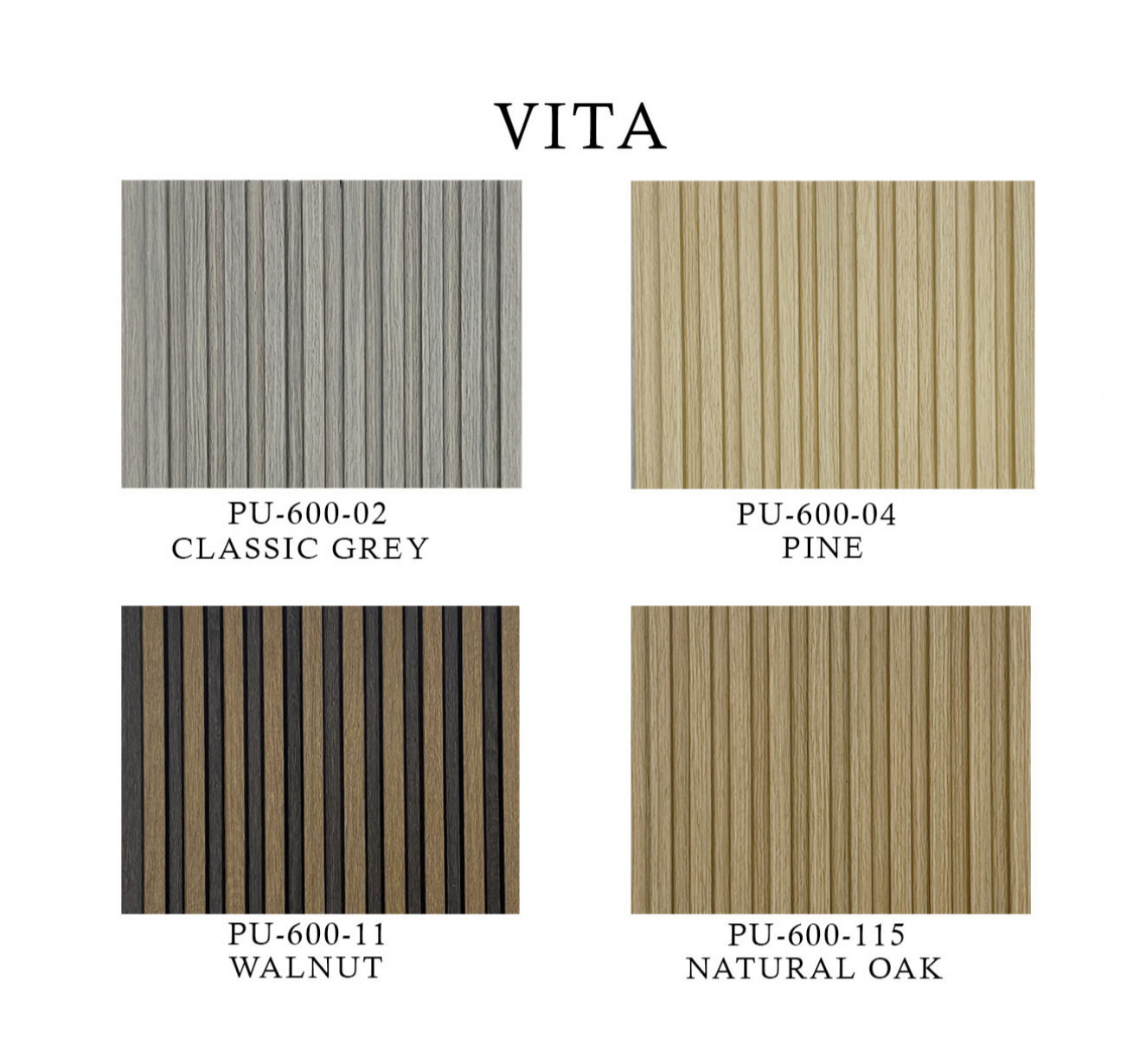 VITA Collection | Faux Wood Panels | Waterproof Slat Panel | 114" l x 4.8" w | 3.8 sqft.