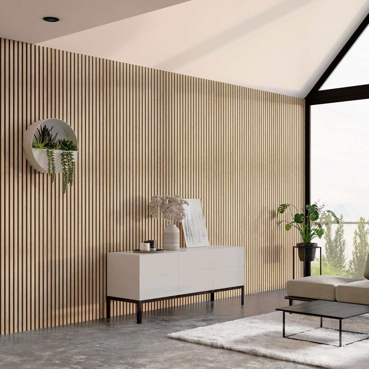 VITA Collection | Faux Wood Panels | Waterproof Slat Panel | 114" l x 4.8" w | 3.8 sqft.